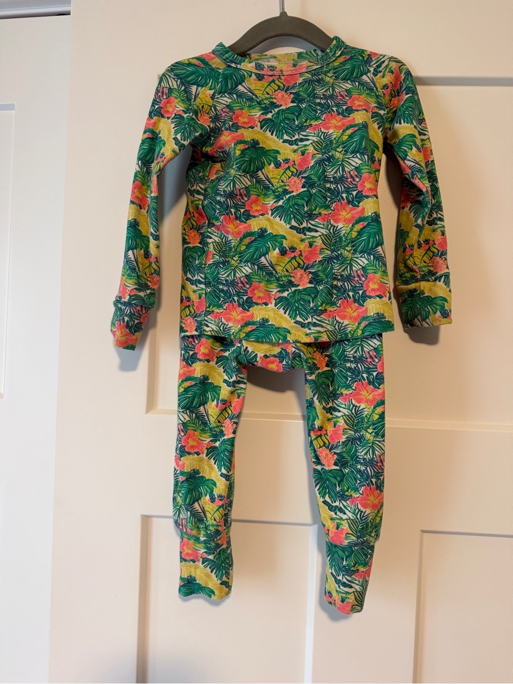 Little One Shop Tropical Pajama Set - Green & Pink